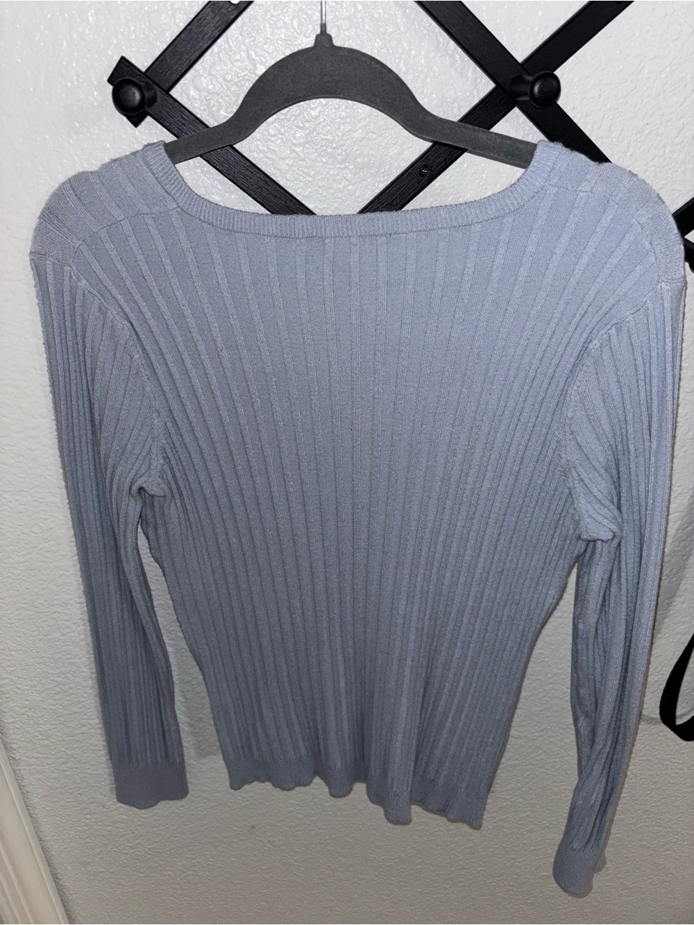 Evolution Light Blue Ribbed Knit Sweater V Neck Long Sleeve Size Large - Picture 4 of 4
